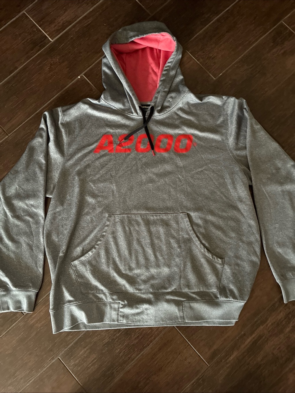 NWOT Wilson A2000 Gray Hoodie with Pink Lining - Men's Casual Pullover. Size XL.